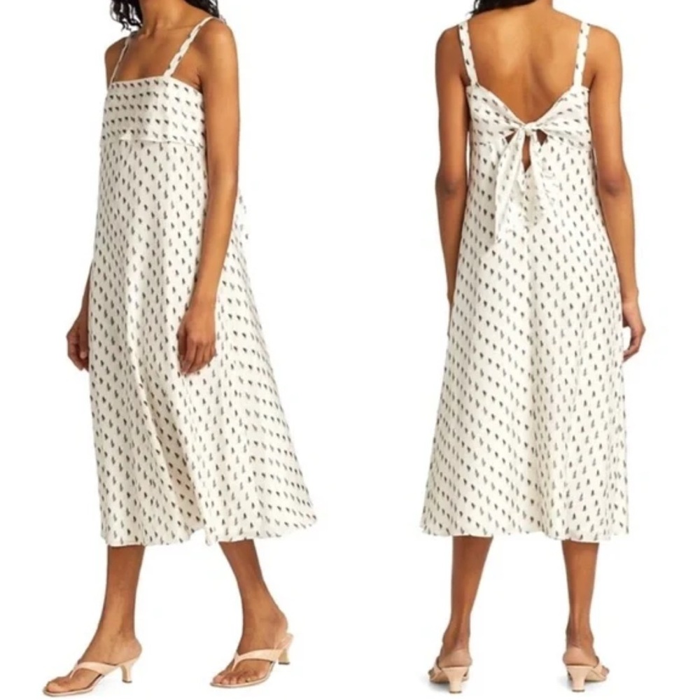 Theory White slip Dress with Black and Pink Accents, 100% Silk, Size S